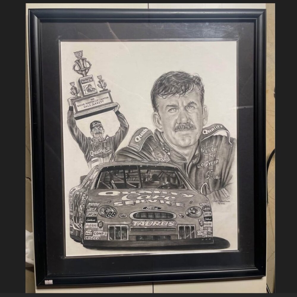 Dale Jarrett original charcoal drawing by Robert Stephen Simon 2000 (29.5x25)